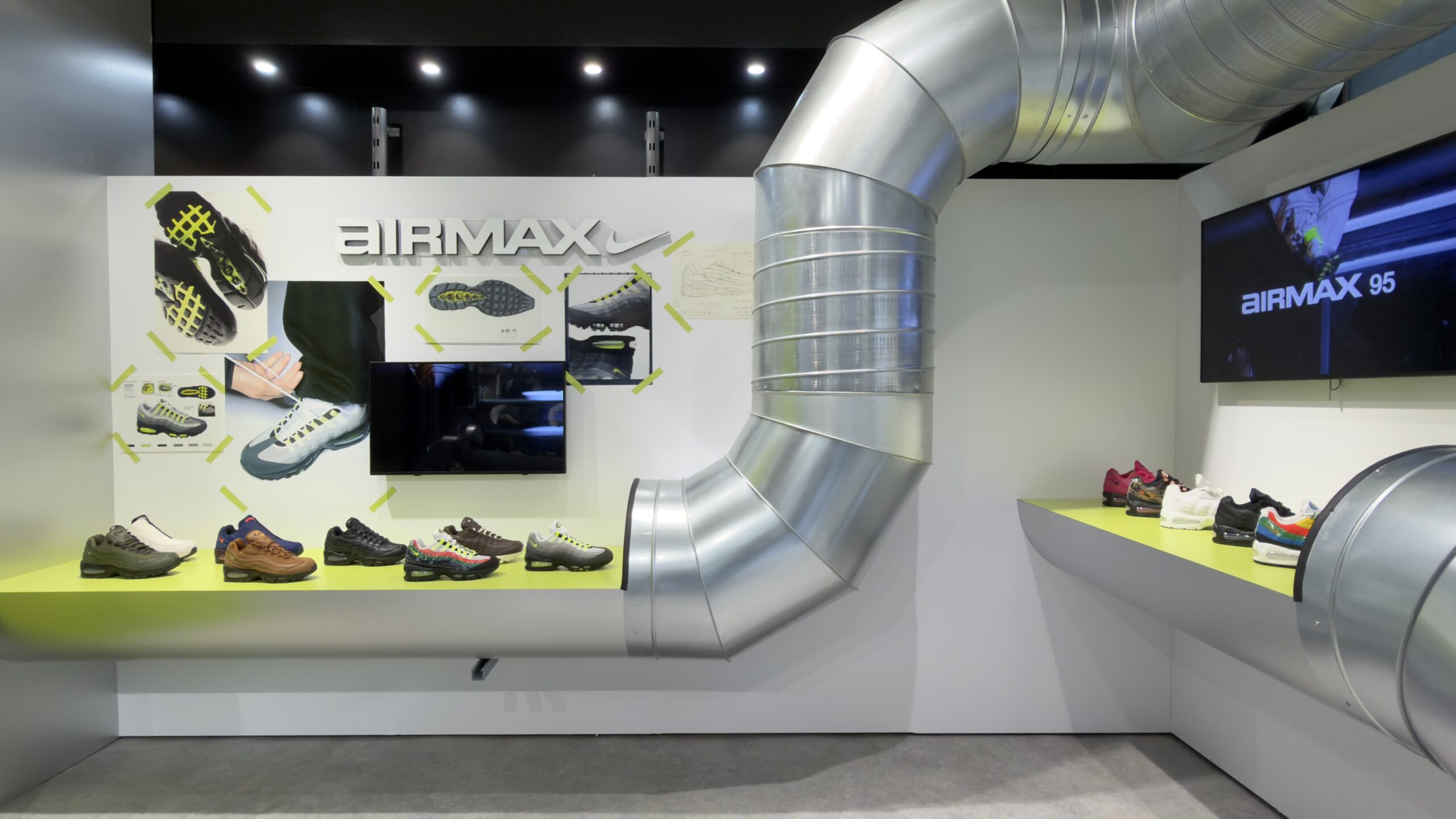 Immersive sneaker retail environment inside Size? Carnaby Street featuring Nike product displays